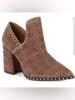 Gianni Bini Tan & Black Cheetah Print Studded Block Heel Bootie